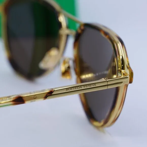 Bottega Veneta BV1373S 002 Aviator Sunglasses - Havana/Gold/Brown